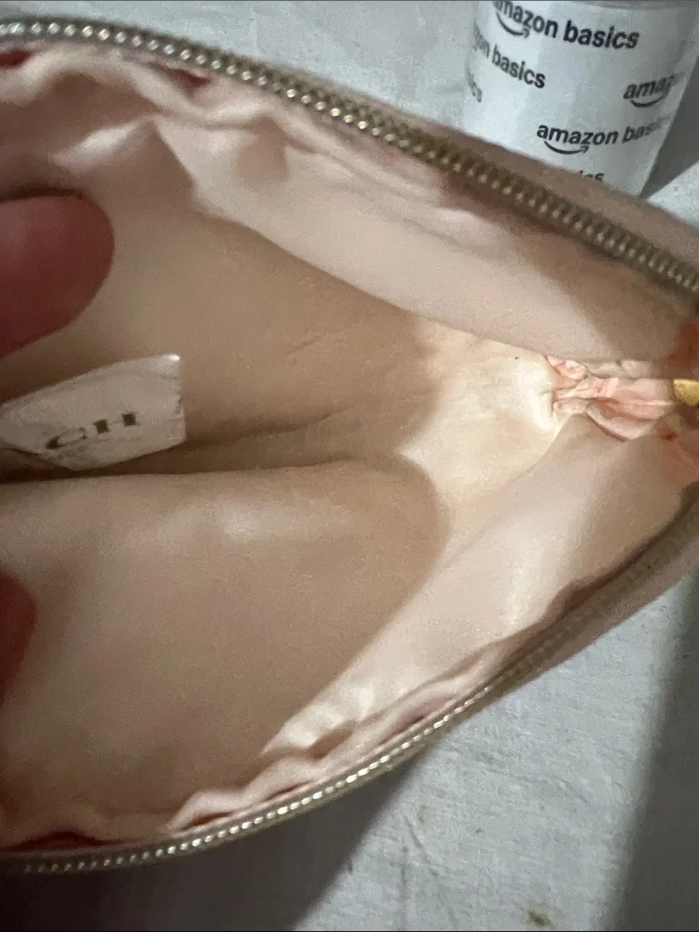 Coach Rose Gold Glitter Cosmetic Pouch with Gold Trim